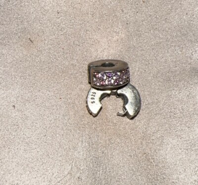 Set of 2 AUTHENTIC PANDORA PINK PAVE CLIP CHARM #781817PCZ