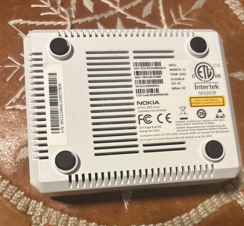 Nokia Intertek 3FE56389ABCN Optical Network Terminal G-010G