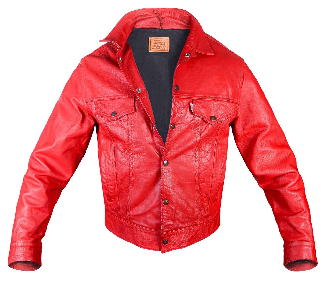 LEVI STRAUSS LEATHER JACKET mens coat levi's trucker red