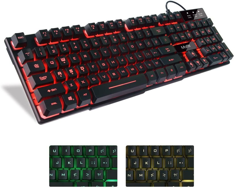 Mafiti RK100 3 Color LED Backlit Gaming Keyboard USB Wired Multimedia Mechanical