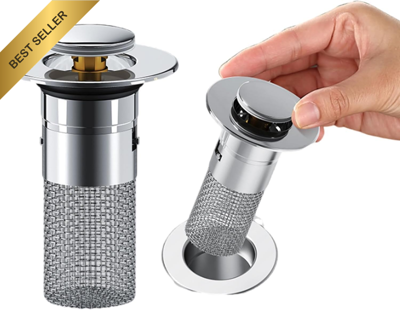 2 Pcs Universal Bathroom Sink Stopper,Brass Bullet Core Bathroom Sink Drain Stra