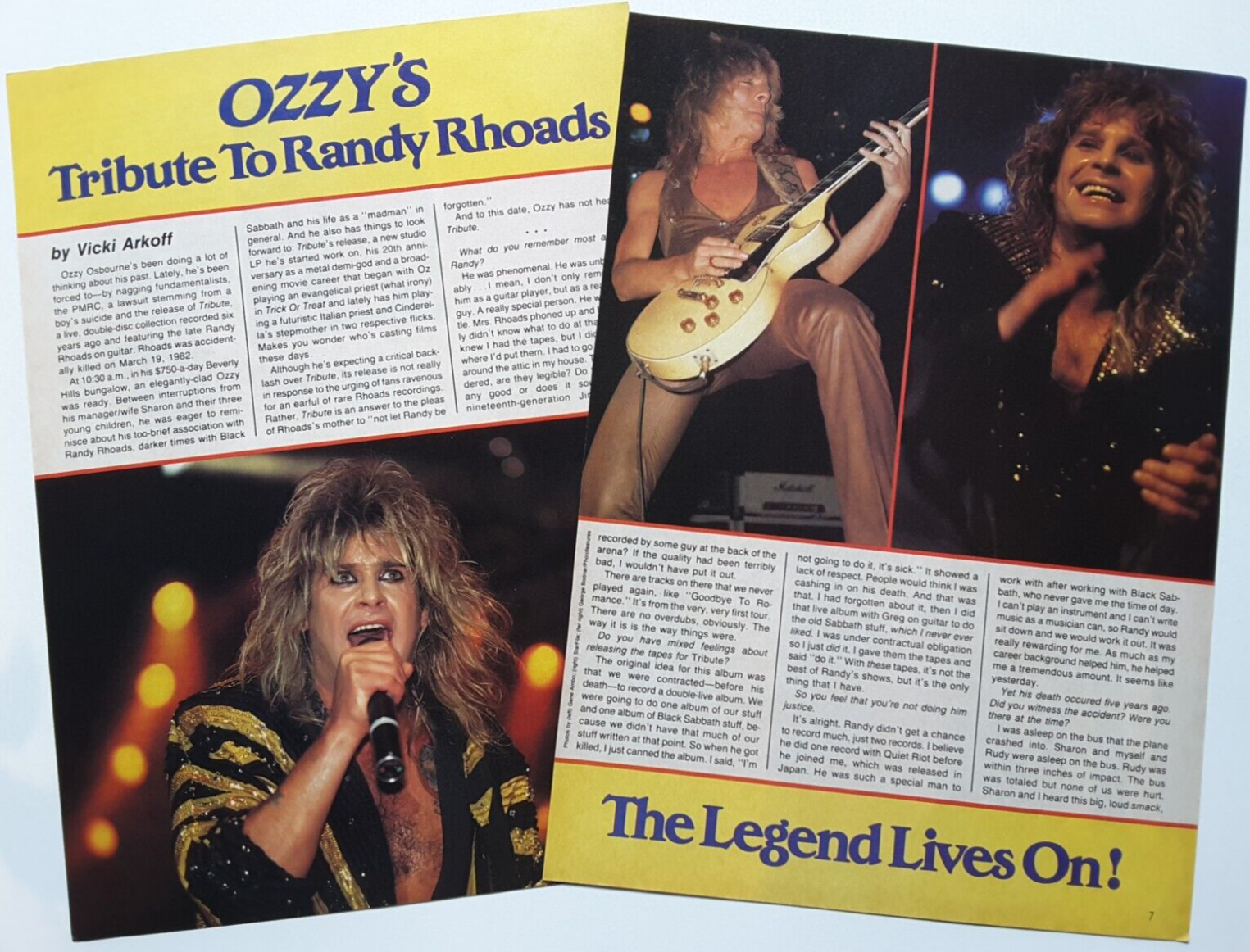 洋楽 Ozzy Osbourne/Tribute to Randy Rhoads OZZY OSBOURNE TRIBUTE TO RANDY RHOADS VINTAGE 5PG MAGAZINE