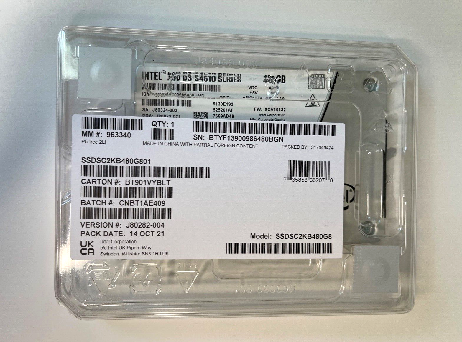 NEW Intel SSD D3-S4510 Series SATA3 Solid State Drive NEW Intel SSD D3-S4510 Series SATA3 Solid State Drive