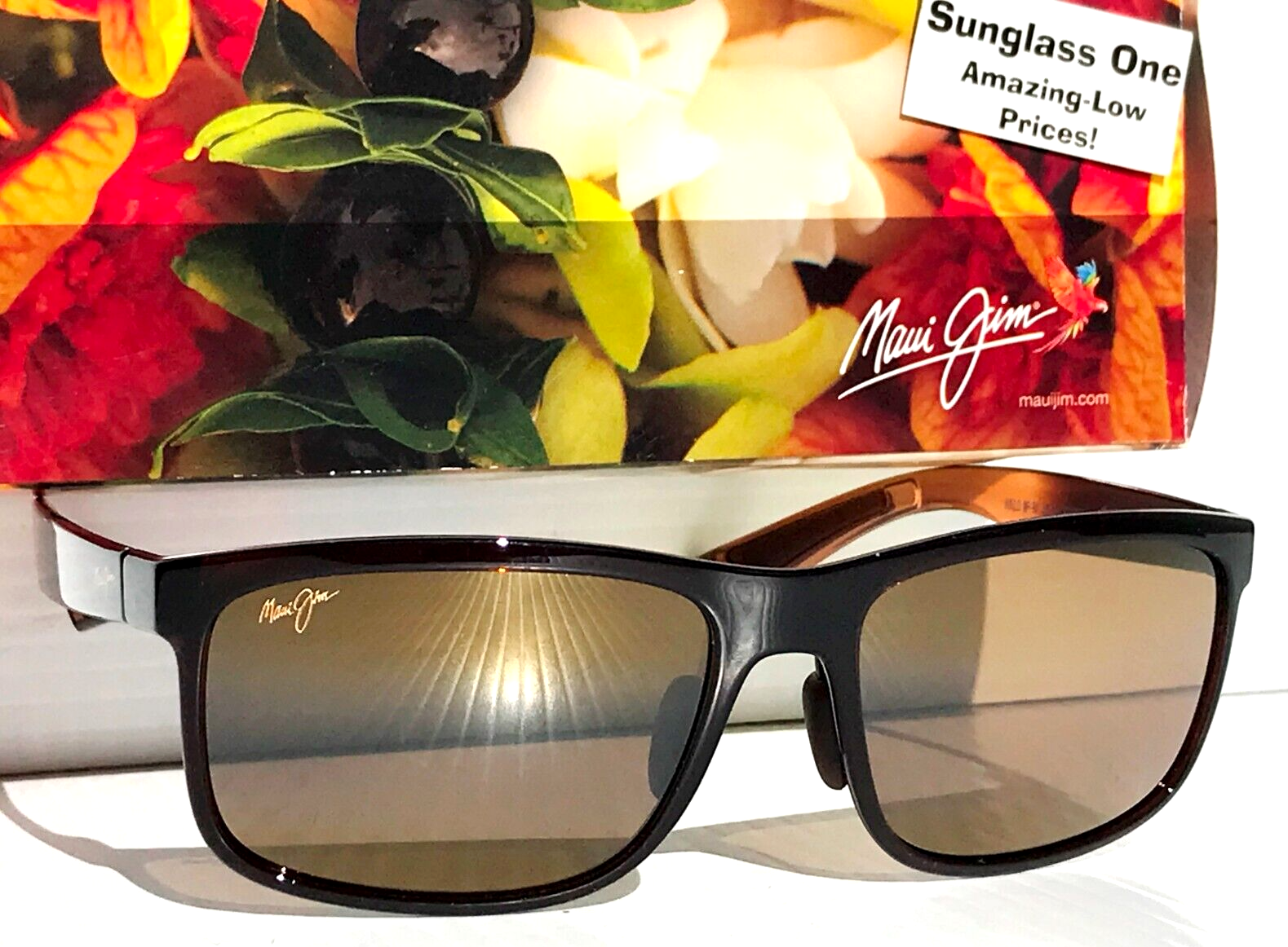 Pre-owned Maui Jim Huelo Translucent Rootbeer Polarized Hcl Bronze Sunglass H449-01 In Brown