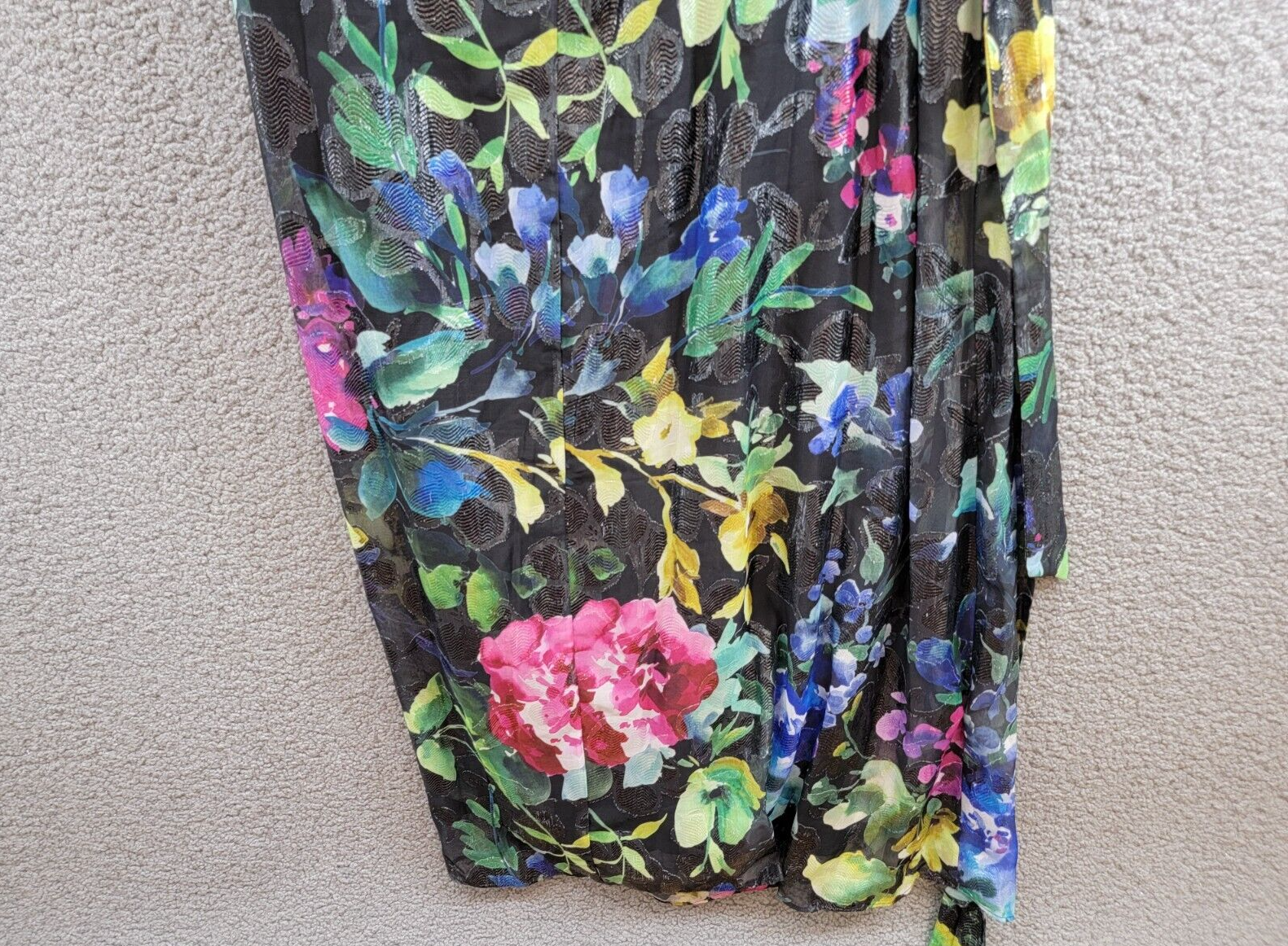 SL Fashions Floral-Print One-Shoulder Maxi Dress Womens 6 Multi Back Zip Closure - Picture 11 of 16