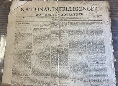 November 18, 1808 NATIONAL INTELLIGENCER NEWSPAPER, Vintage