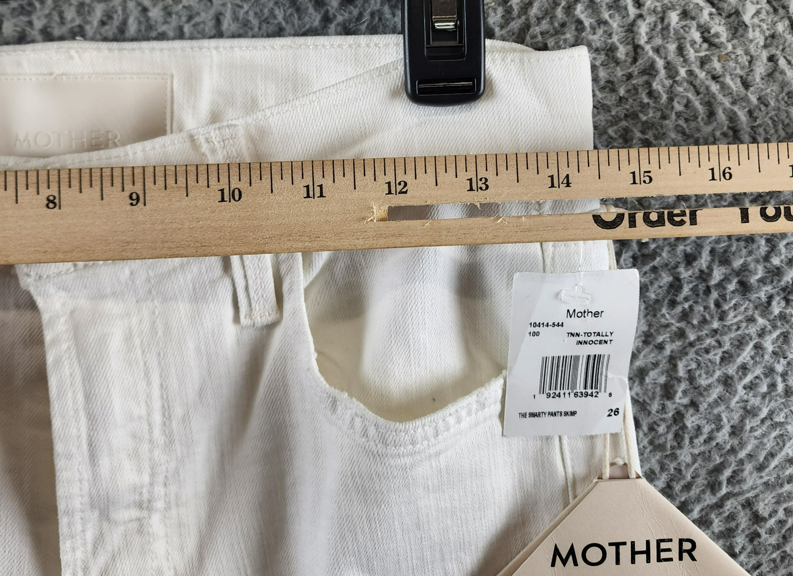 MOTHER The Smarty Pants Skimp High Rise Jeans Women's 26 Totally Innocent Solid - Picture 9 of 17