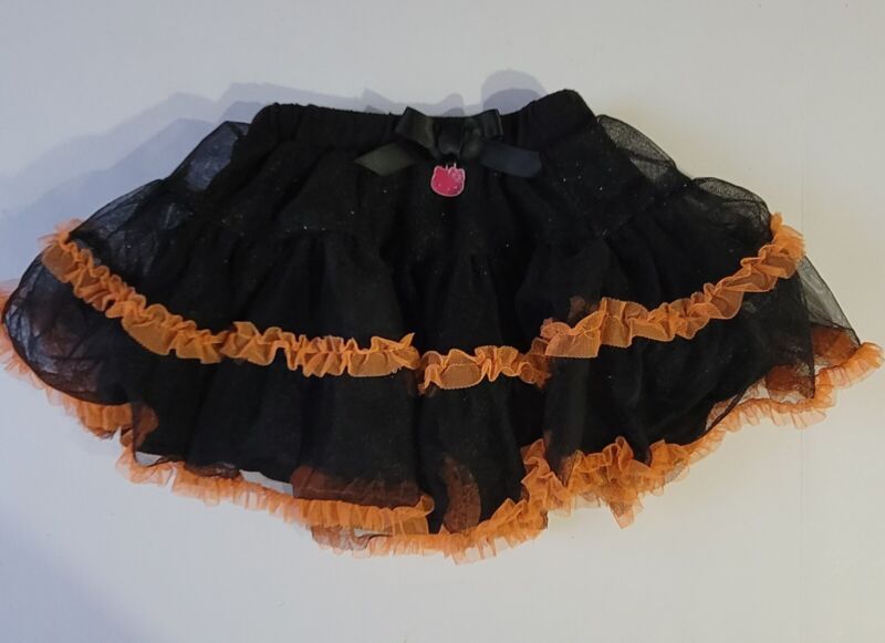 Hello Kitty Sparkle Halloween Tutu Size 3T Orange / Black  