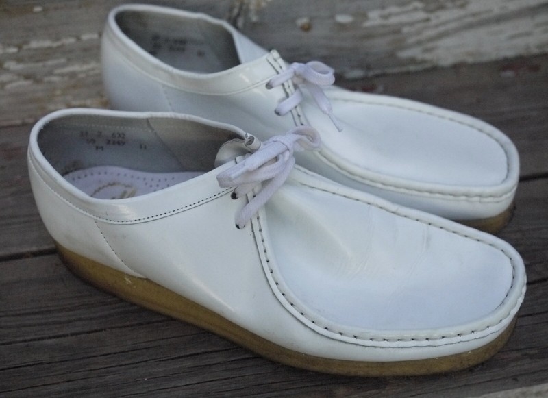 white leather wallabees