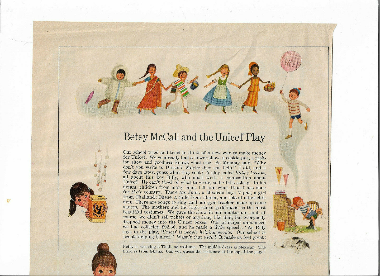Vintage Betsy McCall Magazine. Paper Doll, The Unicef Play 1967