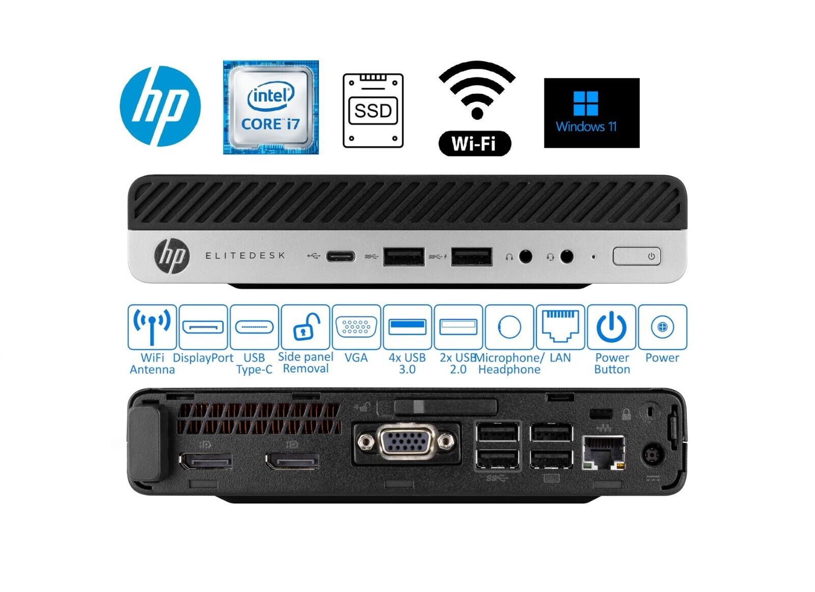 HP Elitedesk 800 G3 mini PC CORE i7 32GB RAM 1TB SSD WIFI 4K HP Elitedesk 800 G3 mini PC CORE i7 32GB RAM 1TB SSD WIFI 4K