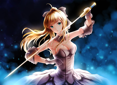 Anime girls fateunlimited codes fate series saber sword Playmat Game Mat Desk