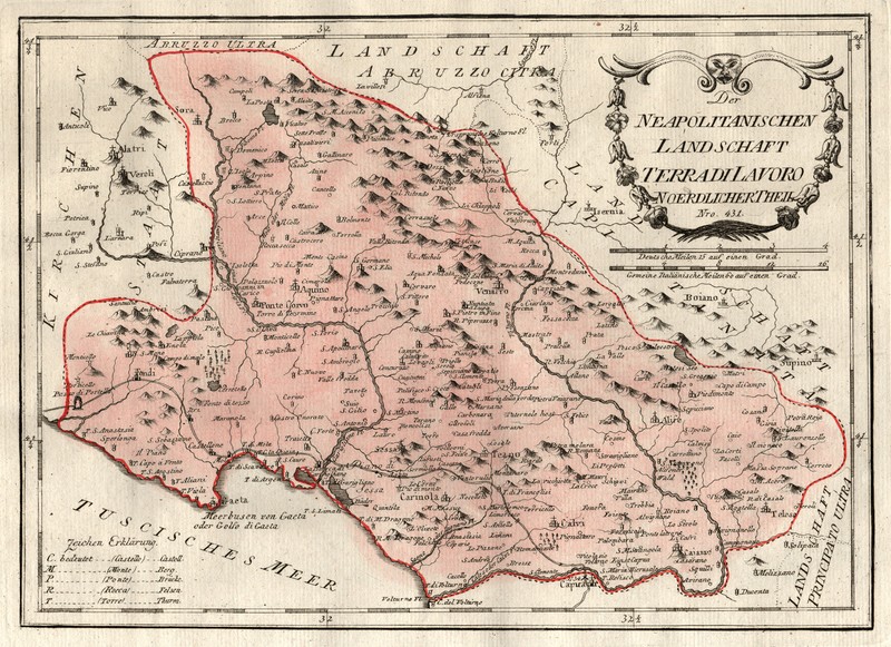 Campanie Kampanien Terra Di Lavoro Original Gravure Sur Cuivre Carte Reilly 1791