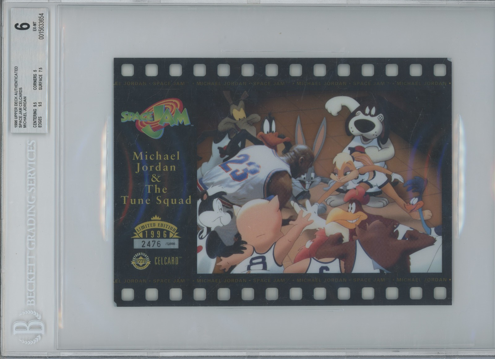 1996 Upper Deck Space Jam 8x6 Celcard Tune Squad Michael Jordan /5000 UDA BGS 6