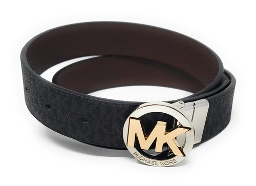 MICHAEL KORS WOMEN'S BELT REVERSIBLE BLACK MK LOGO/BROWN