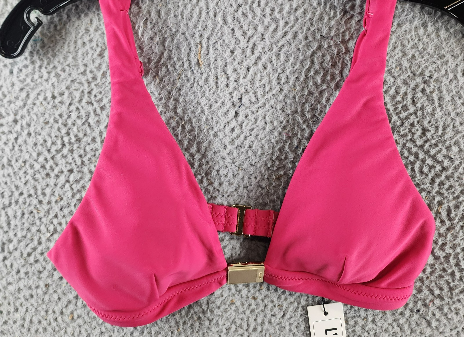 L'Agence Lexie Solid Over the Shoulder Bra Bikini Top Women's XS Berry Back Hook - Picture 2 of 14