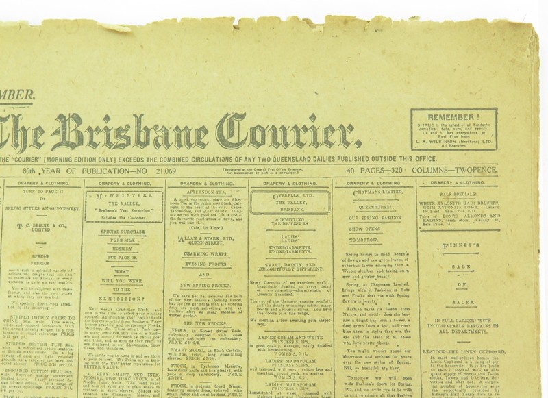 .RARE 1925 “THE BRISBANE COURIER” SPECIAL SHOW (EKKA) EDITION NEWSPAPER.