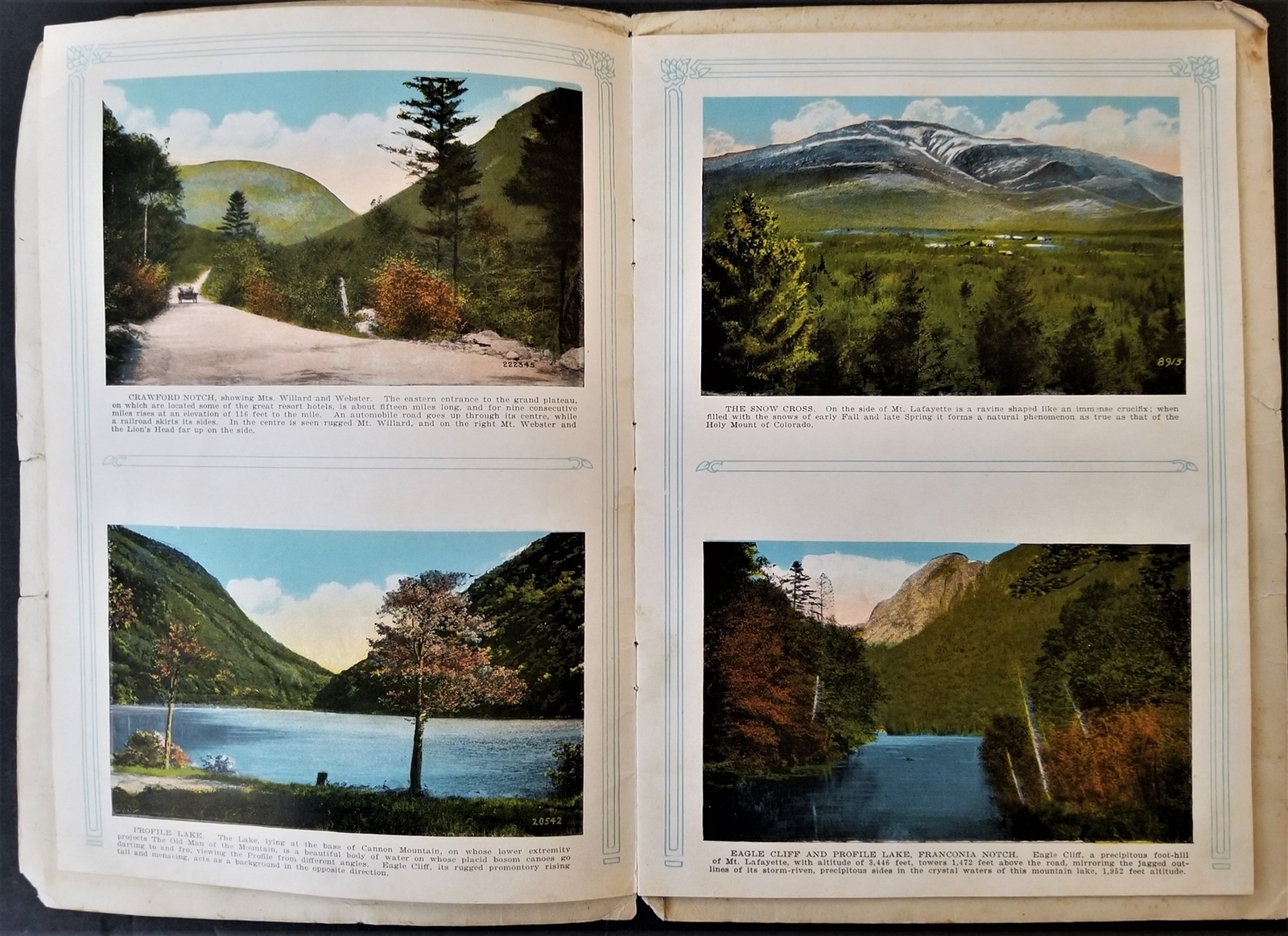 antique WHITE MOUNTAINS nh NEW HAMPSHIRE souvenir GUIDE BOOK color photo liths
