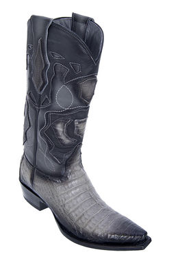 Pre-owned Los Altos Boots Los Altos Gray Caiman Crocodile Belly Snip Toe Western Cowboy Boot D Width