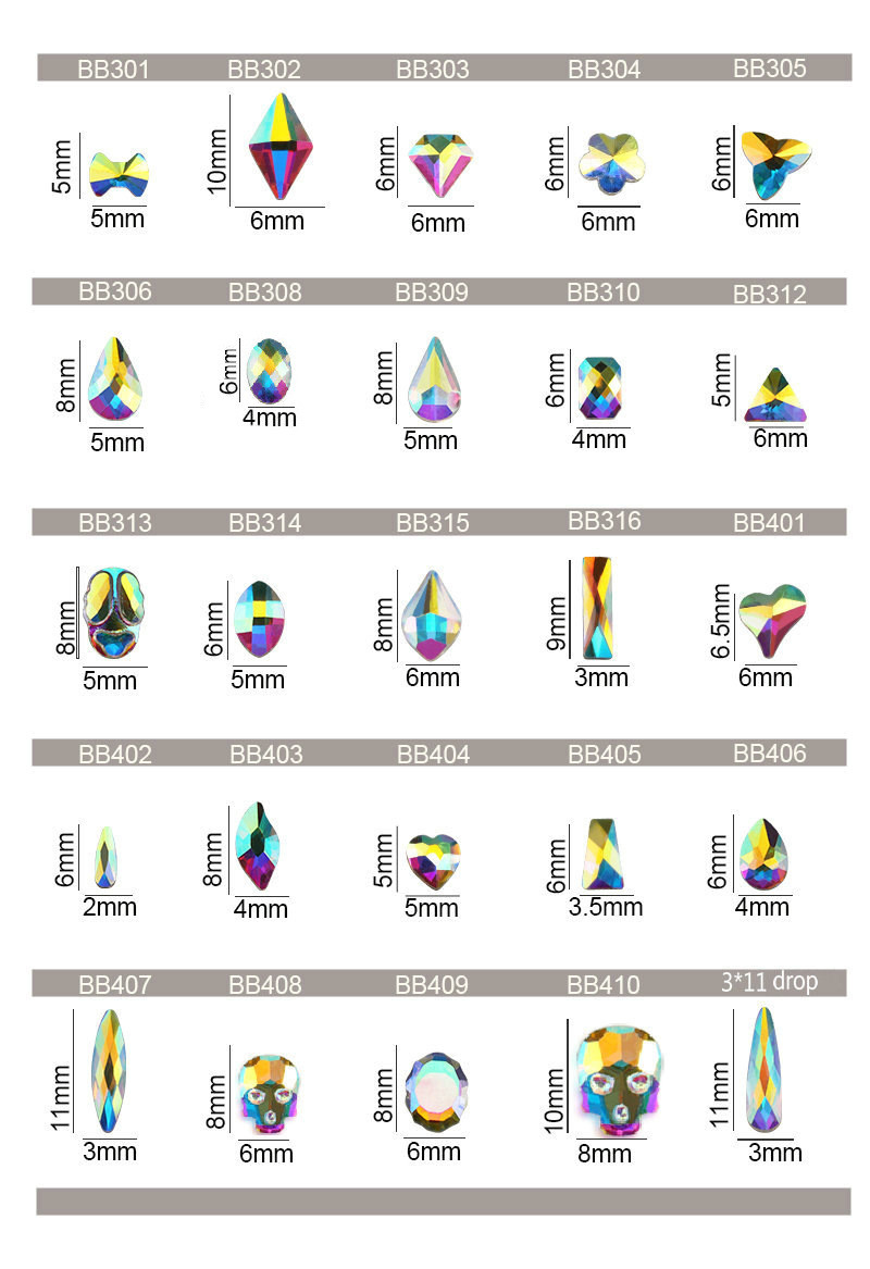 20 50pcs Nail Art Rhinestones Glitter Diamond Crystal Gem 3D Tips DIY Decoration