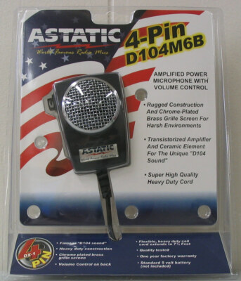 ASTATIC D104M6B CB Ham radio microphone 4-pin D104 mic AUTHORIZED Astatic Dealer