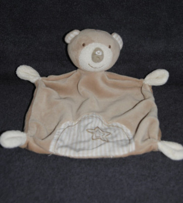 🍀Doudou Plat Ours BABY FEHN BABYSUN Beige Etoile Ecru Teddy Bär Mouchoir TTBE
