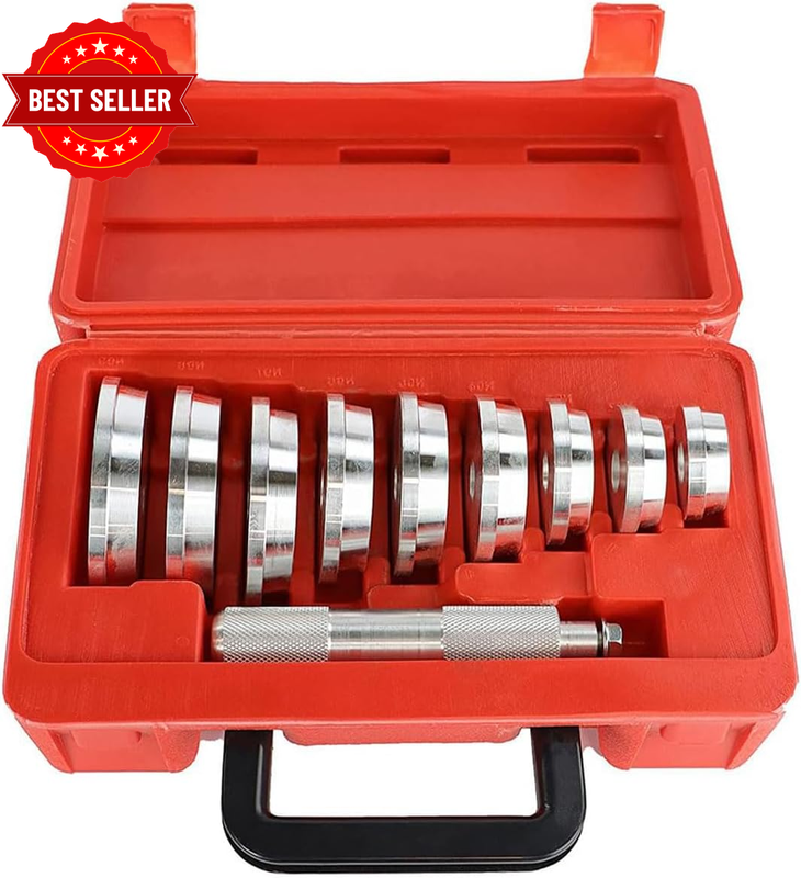 10Pcs Bearing Race and Seal Bushing Driver Install Set with Red Carry Case
