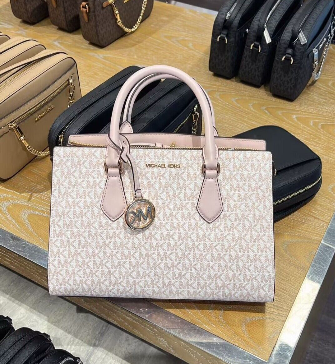 New Michael Kors Sheila MD Zip Satchel Crossbody Bag Optic