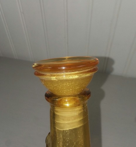 Vintage Gold Yellow Glass Decanter