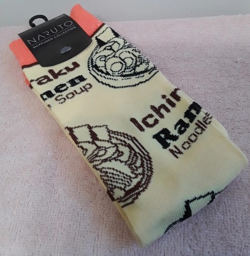 Exclusive Naruto Shippuden Collection Ichiraku Ramen Noodle Mens Crew Socks