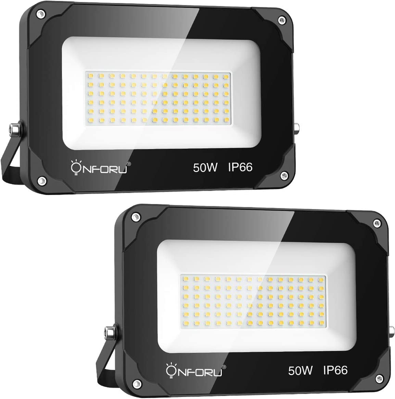 2 Pack LED Flood Lights Outdoor 500W Equiv, 4500Lm Super Bright Security Light,