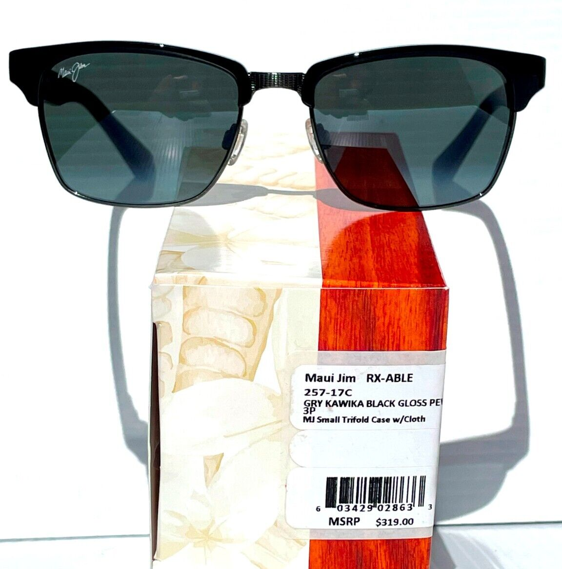Pre-owned Maui Jim Kawika Glossy Black Polarized Neutral Grey Lens Sunglass 257-17c In Red