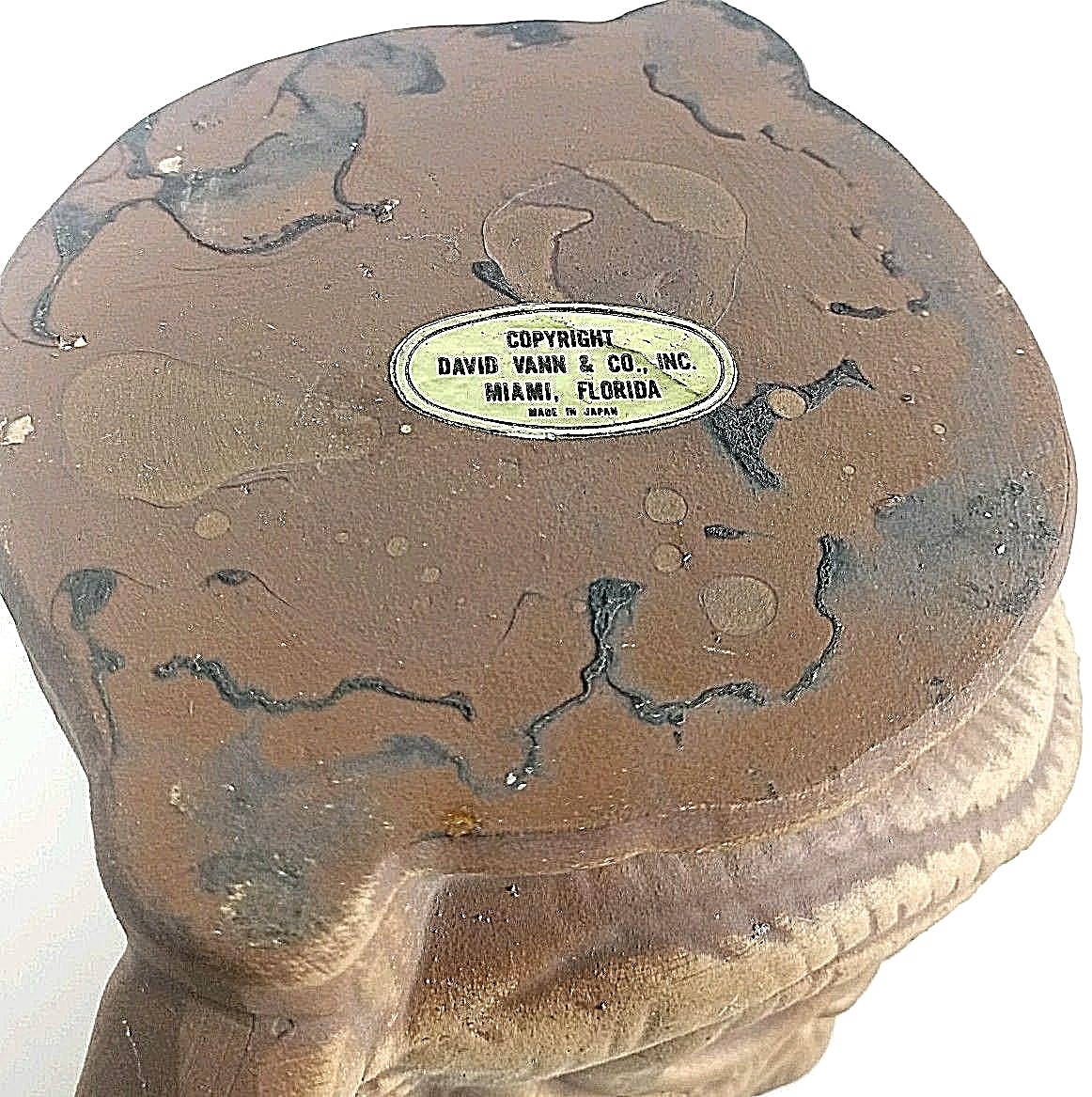 Vintage David Vann Tiki Bar Mug Brown Matte Ceramic Handle Jeweled Eyes Miami FL