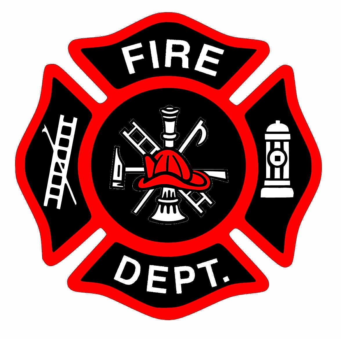 Volunteer Fire Department Maltese Cross Firefighter DECAL MAN CAVE TRUCK STICKER