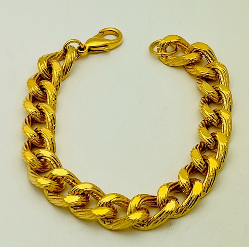 ★VINTAGE HOLLYWOOD★送料込★大人気★Classic Chain Bracelet Gold Tone Herringbone Chain Vintage Bracelet 7.25