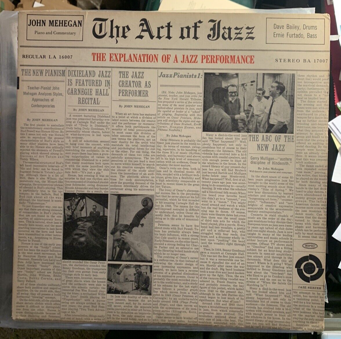 John Mehegan w/Dave Bailey-The Act of Jazz-Epic LA 16007