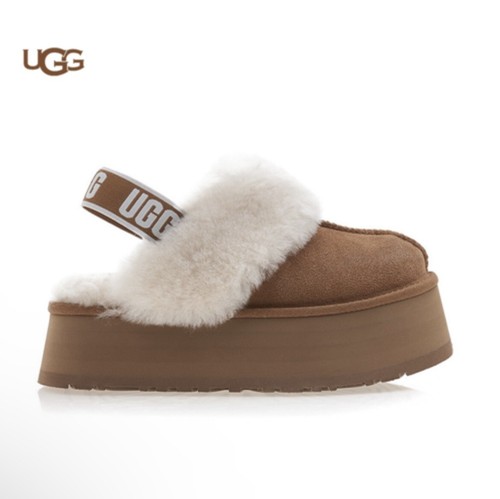 Pre-owned Ugg (w)  Funkette Burnt Cedar Slides Chestnut, (1113474-che) Slippers In Brown