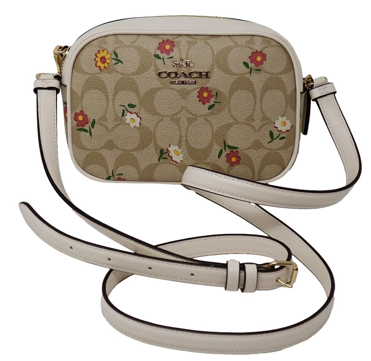 НОВЫЙ логотип COACH с цветочным принтом, маленькая сумочка для телефона через плечо, кошелек мелом