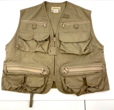 Cabelas Vintage Fishing Hunting Utility Vest Jacket Tan Mens Medium M Never Worn