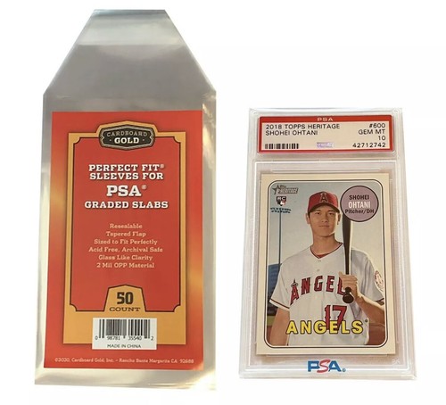 ✨50 Cardboard Gold Perfect Fit Sleeves for PSA Graded Cards Slabs NEW with LOGO