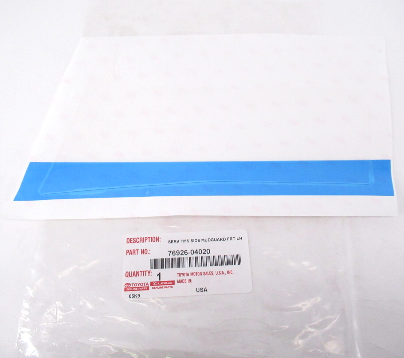 Genuine OEM Toyota 76926-04020 Driver LH Stone Guard Protector