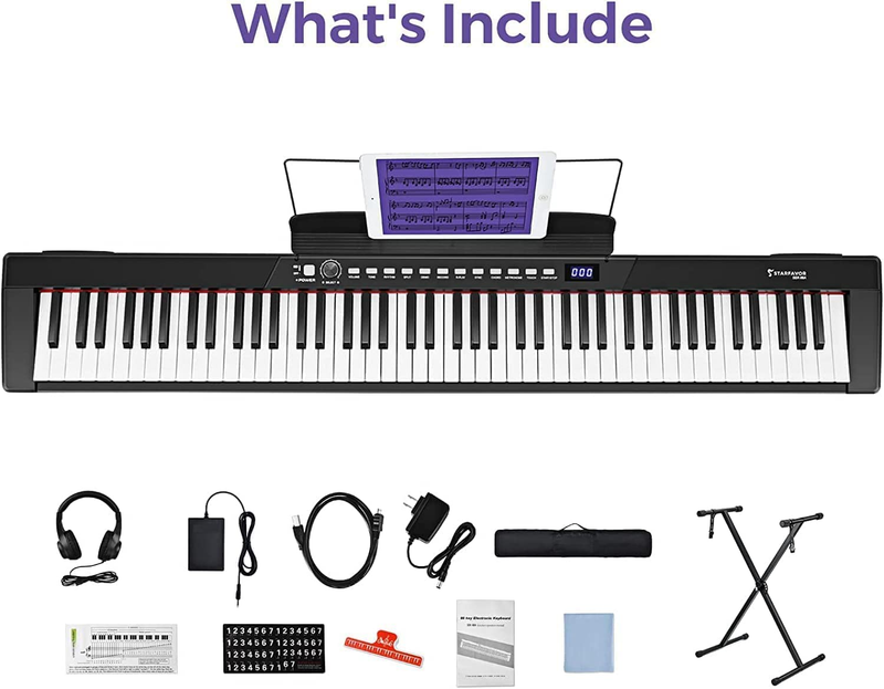 Semi-Weighted Keyboard Piano 88 Key Piano with Keyboard Stand, Sustain Pedal
