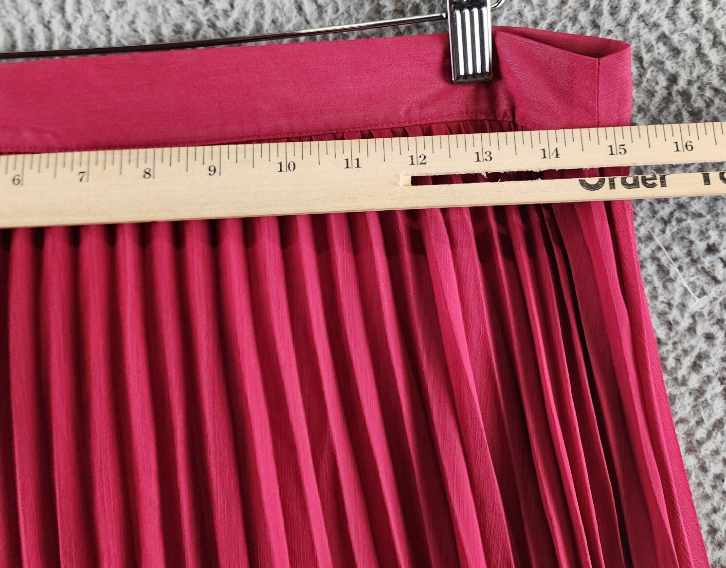 Adrienne Landau Onyx Pleated A Line Skirt Women's L Maroon Zipper Back Closure - Picture 6 of 15