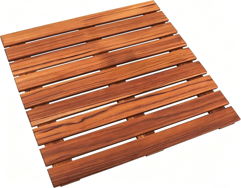 Teak Shower Mat, Non-Slip Bath Mat, Luxury Spa Mat, Wooden Mat for Bathtub, 50.8