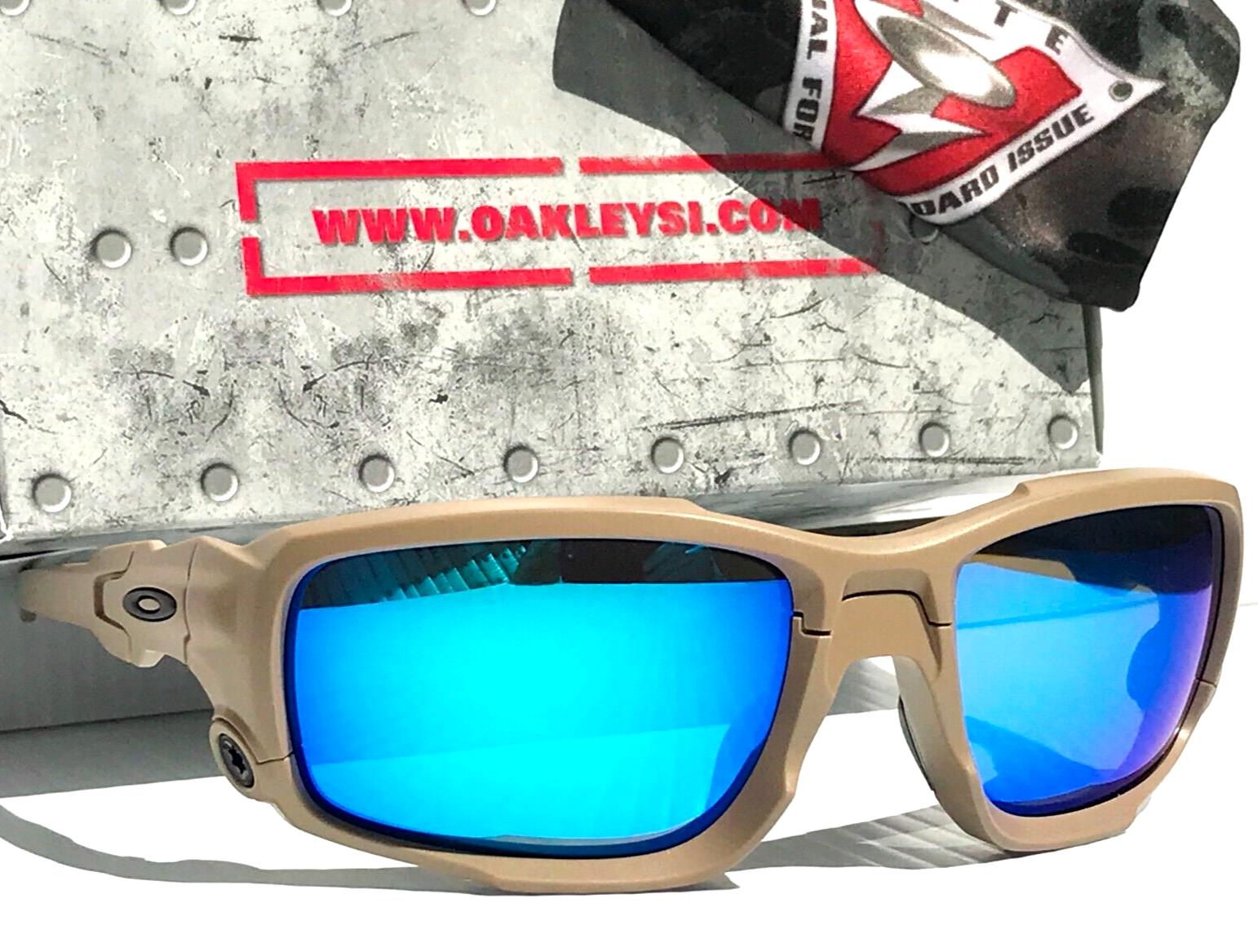 NEW Oakley SI SHOCKTUBE Terrain Tan POLARIZED Galaxy Blue NEW Oakley SI SHOCKTUBE Terrain Tan POLARIZED Galaxy Blue