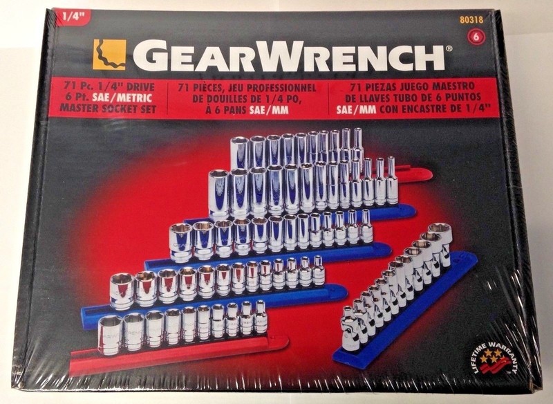 Gearwrench 80318 71 Piece 1/4" Drive 6 Point SAE / Metric Master Socket