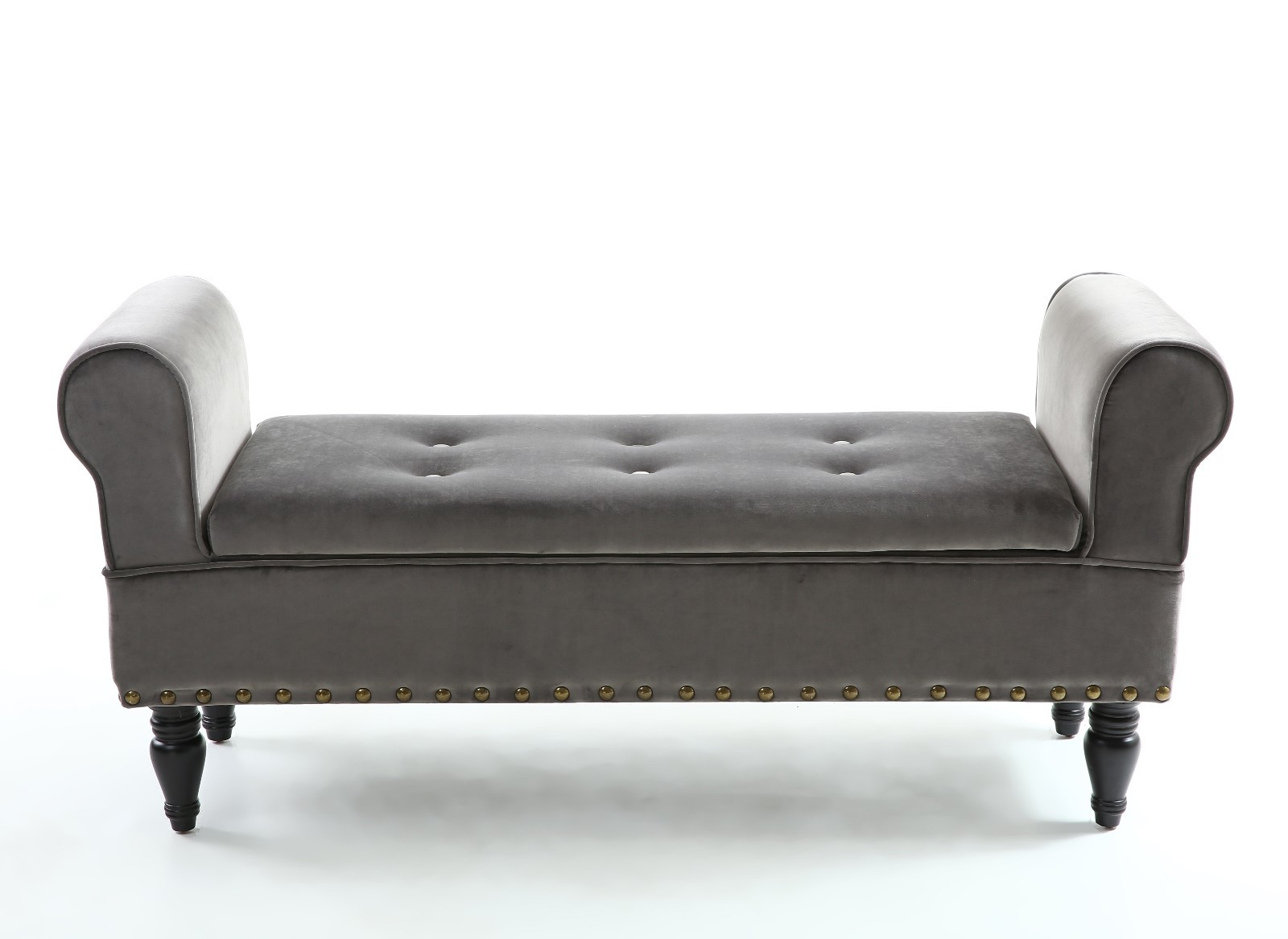 Ottoman Storage Window Seat Grey Brushed Velvet Chaise Longue Downtown
