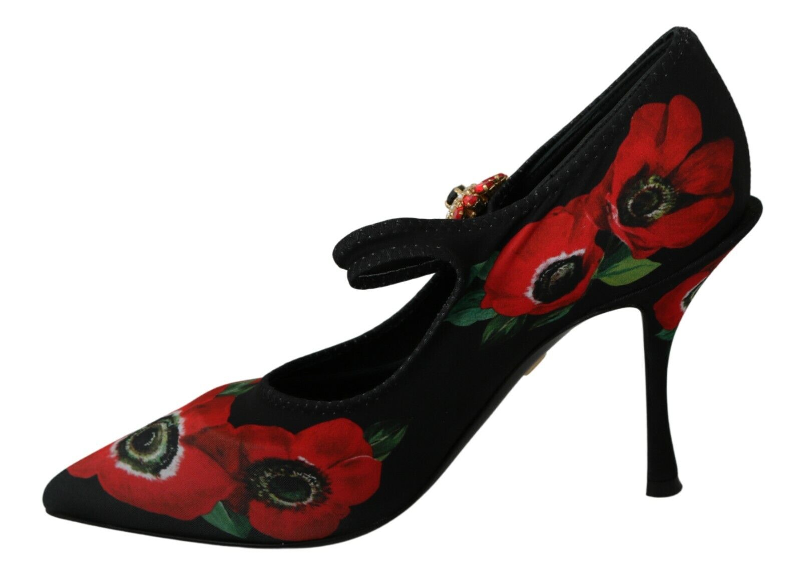 Pre-owned Dolce & Gabbana Shoes Black Red Floral Mary Janes Pumps Eu35 / Us4.5 Rrp $1200