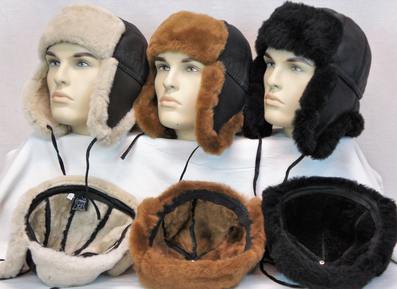 Real Sheepskin Shearling Leather Winter Trapper Ushanka Hunting Fur Hat M-3XL