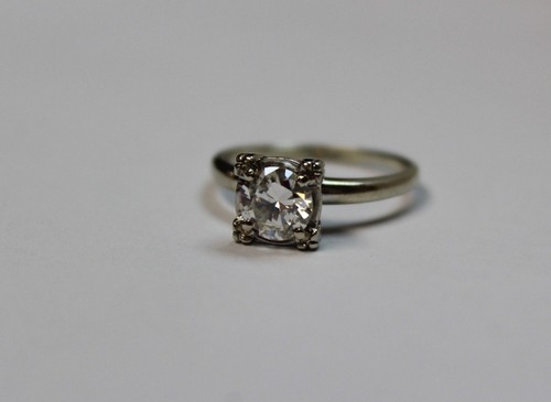 Vtg Kaspar & Esh K&E 14K White Gold 1Ct European Cut Diamond Engagement Ring